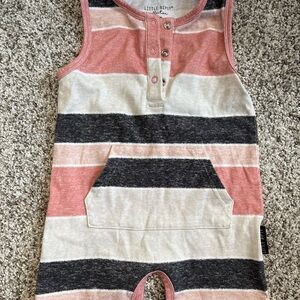 Little Bipsy Pink and Black Striped Romper